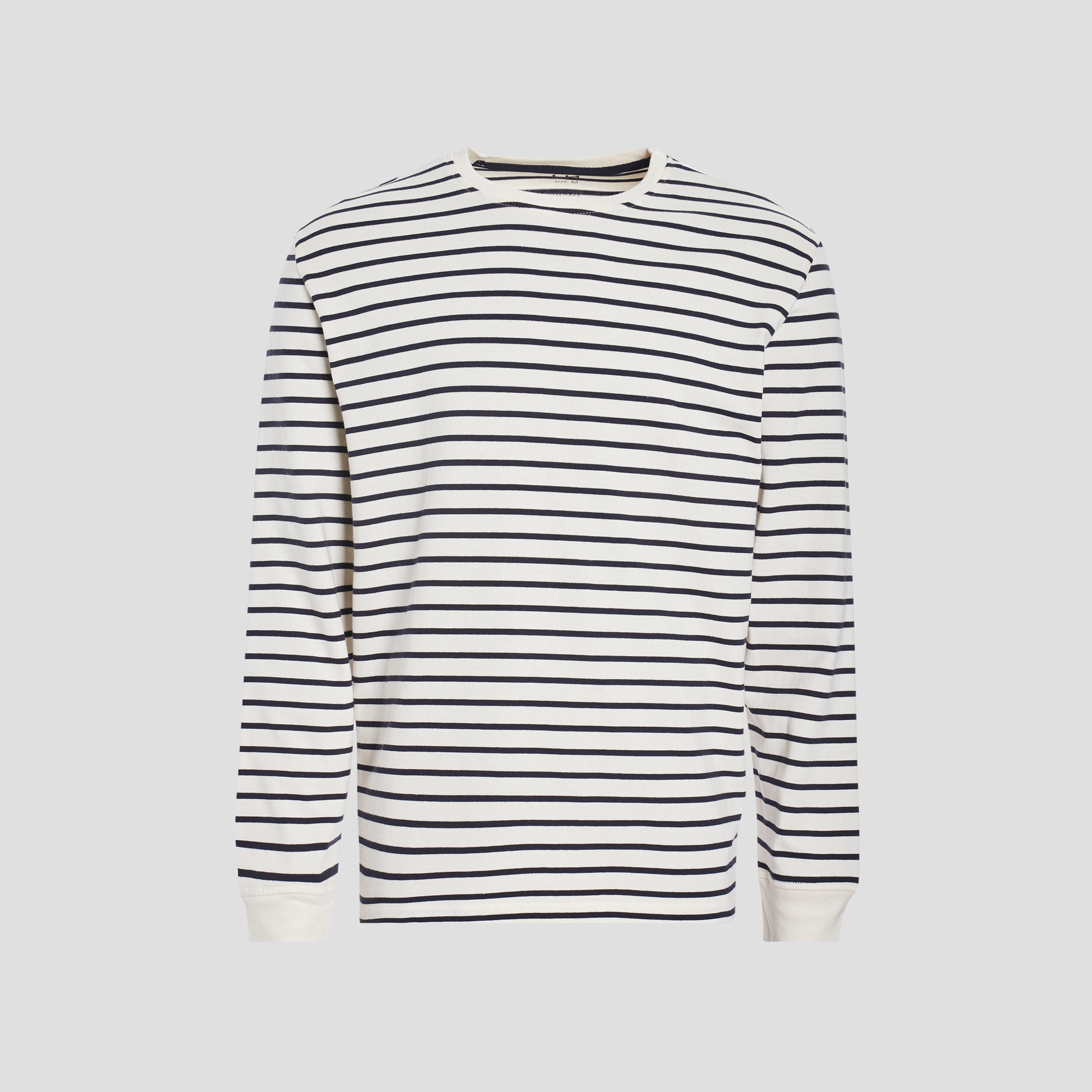 T-shirt manches longues marinière ecru homme | La Halle