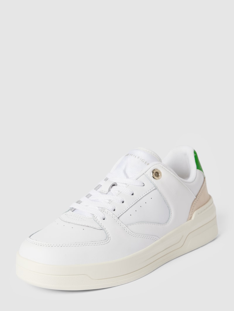 Sneaker aus Leder mit Label-Details Modell 'BASKET' in weiß