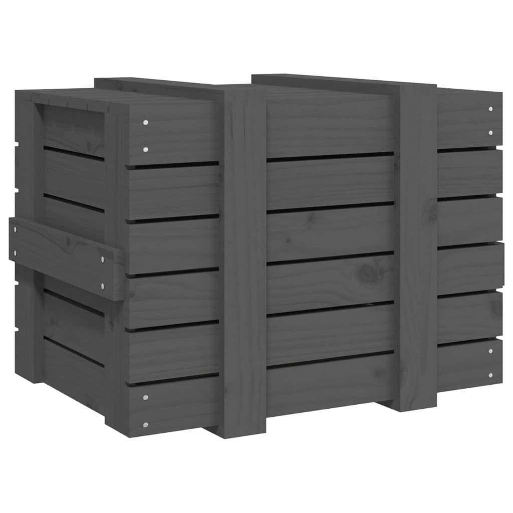 vidaXL Aufbewahrungsbox Truhe Grau 58x40,5x42 cm Massivholz Kiefer (1 St)