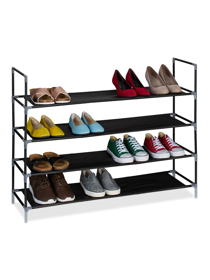 relaxdays Schuhregal in Schwarz/ Transparent - (B)100 x (H)75 x (T)28 cm günstig kaufen onesize