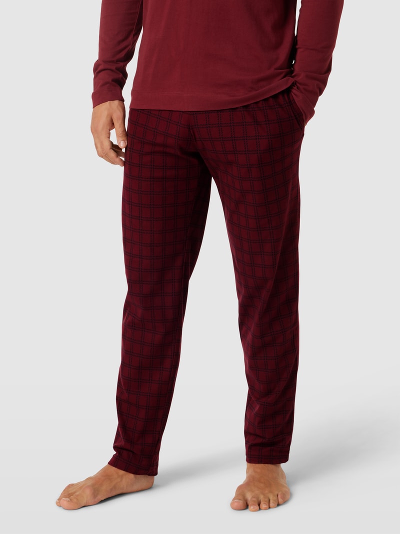 Pyjama-Hose mit Karomuster in dunkelrot