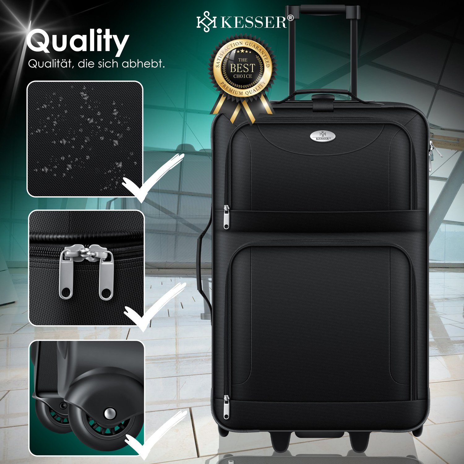 KESSER Kofferset, 2 Rollen, (4 tlg), 4tlg Trolley Kofferset Reisekoffer Komplett Set mit Rollen