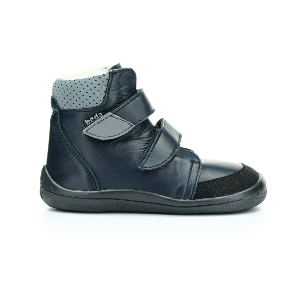 Beda Just Black (BF 0004/W/SO/MK) schwarze Winter-Barfußstiefeletten