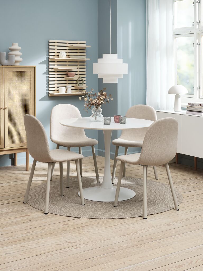 RINGSTED EJSTRUP RINGSTED Table Ø100 blanc 4 Chaise EJSTRUP beige