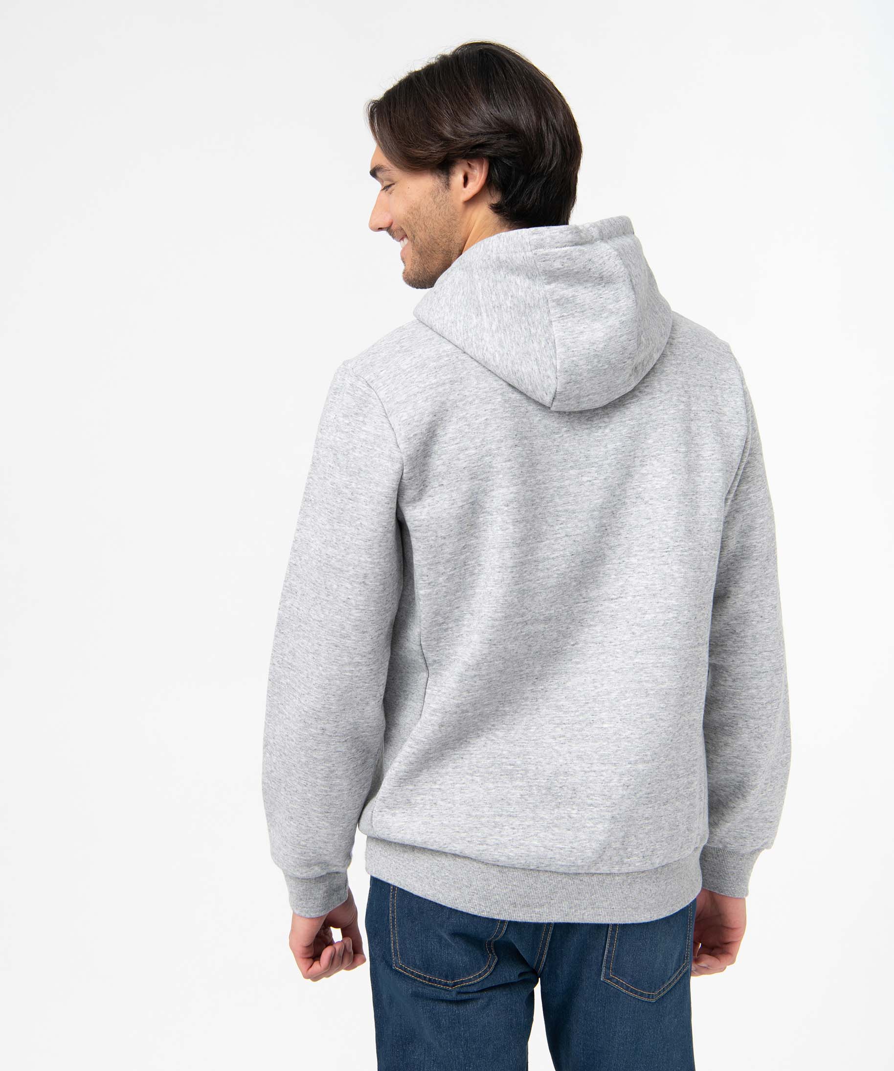 Sweat homme à capuche avec intérieur molletonné gris | GEMO