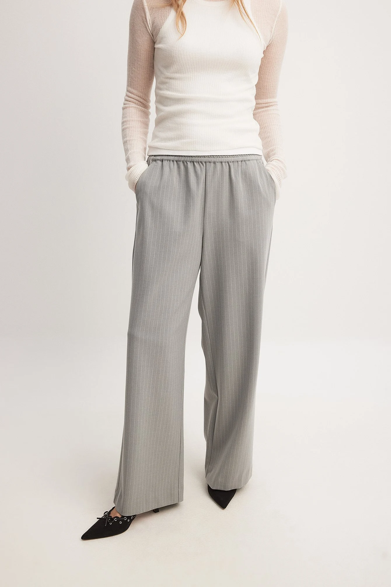 Elastic Mid Waist Pants