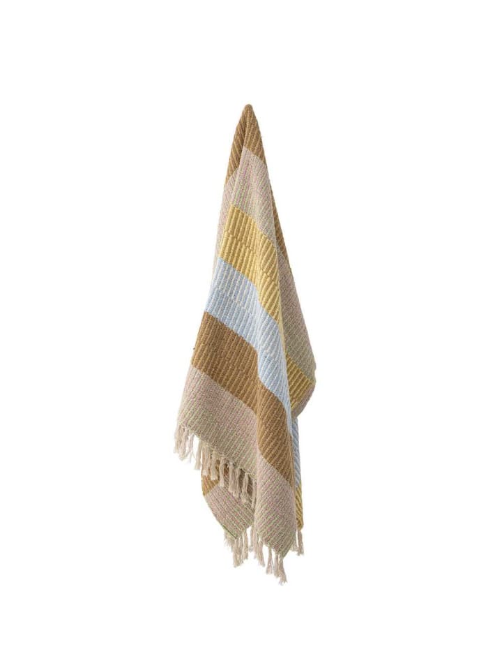 Bloomingville Decke ISNEL Gelb Blau Braun Gestreift 160x130 cm günstig kaufen onesize