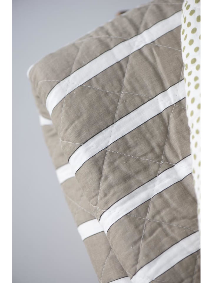 IB Laursen Quilt Staubig Taupe Weiß Gestreift 130x180 günstig kaufen onesize