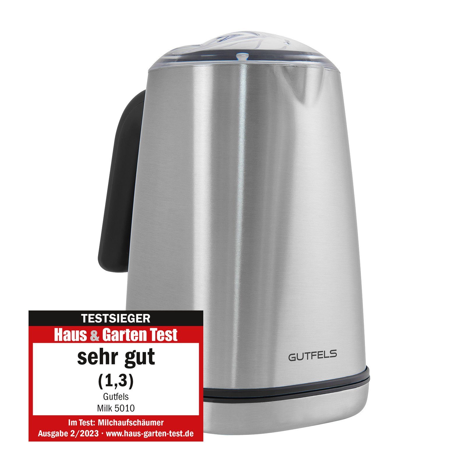 Gutfels Milchaufschäumer MILK 5010, 500,00 W, Hochwertiges Edelstahldesign, 350 ml Kapazität, Testsieger