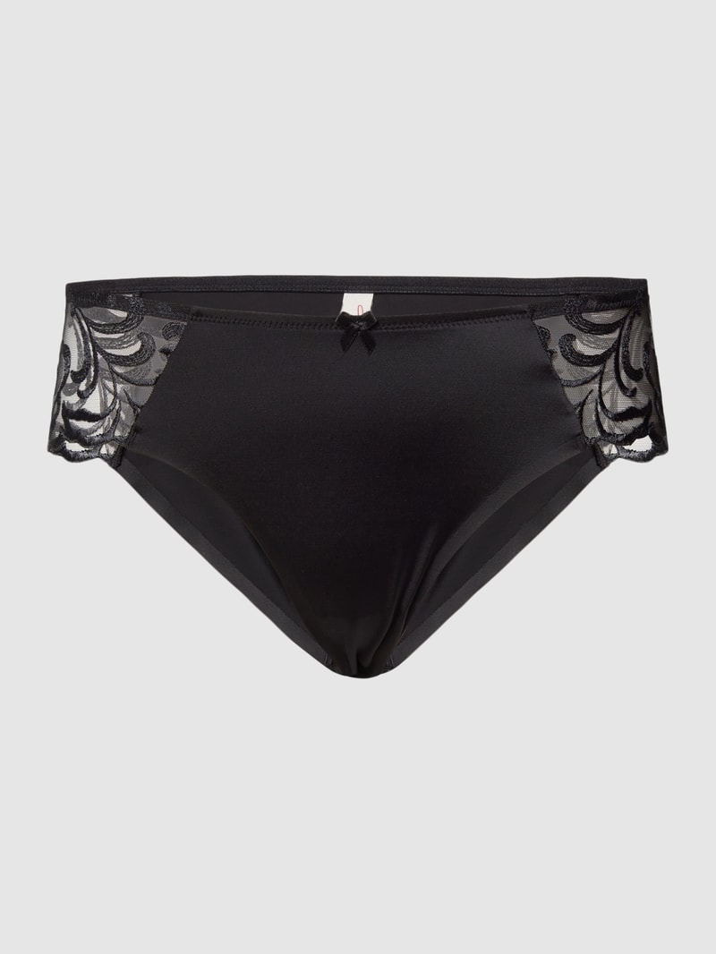 Slip mit Spitzenbesatz Modell 'Modern Finesse' in schwarz
