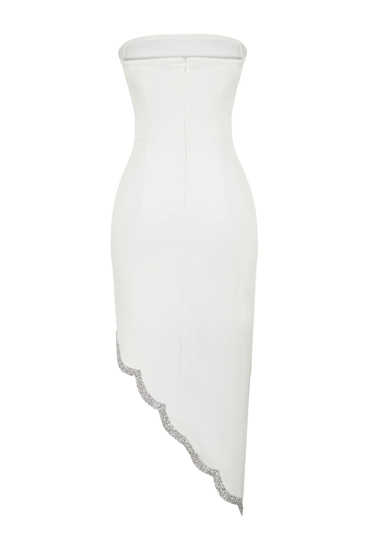 Trendyol Collection  Weißes, glänzendes, juwelenbesetztes Hochzeits-/Nikah-Elegantes Abendkleid TPRSS24EL00012