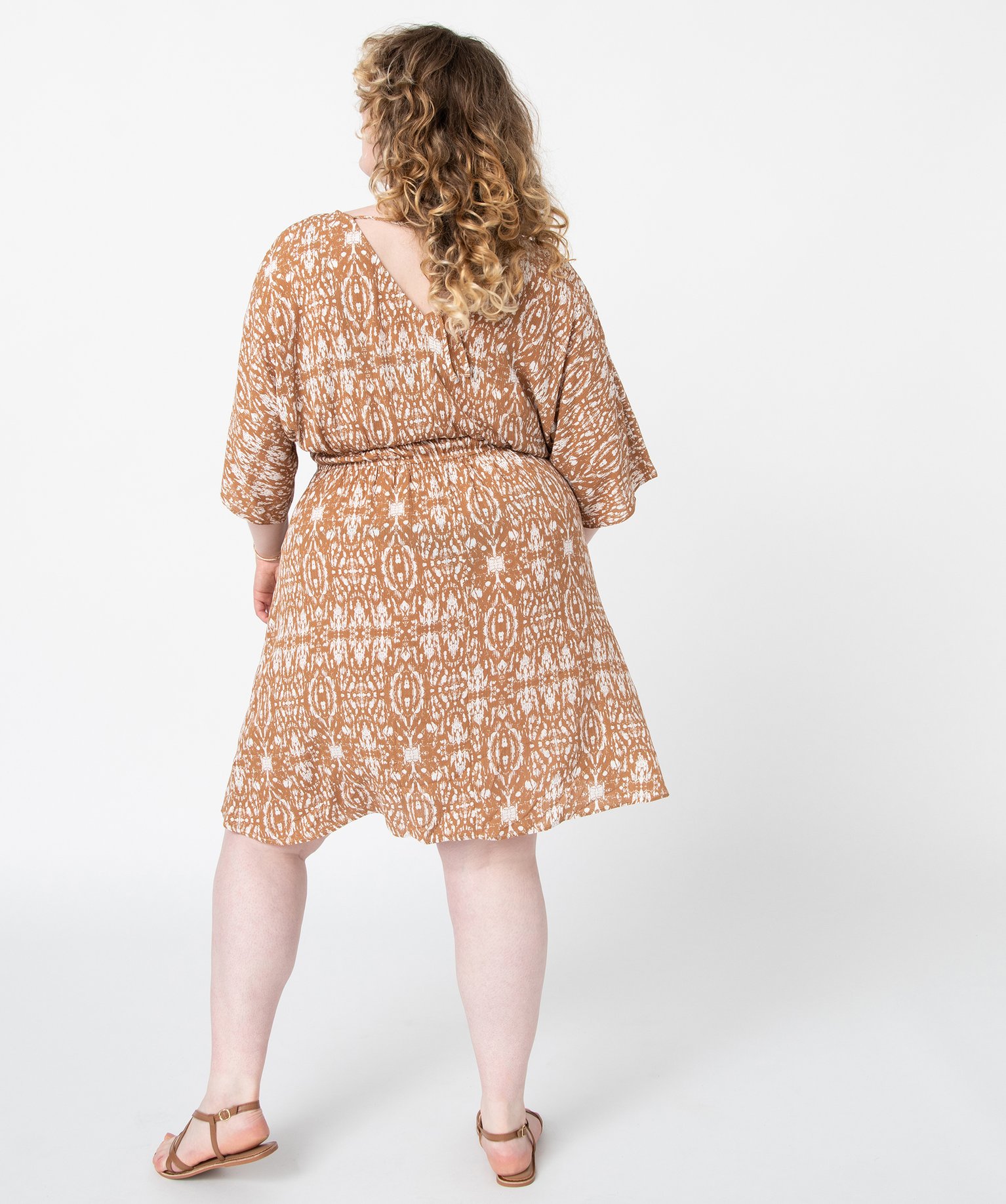 Robe femme grande taille imprimée à manches courtes imprime | GEMO