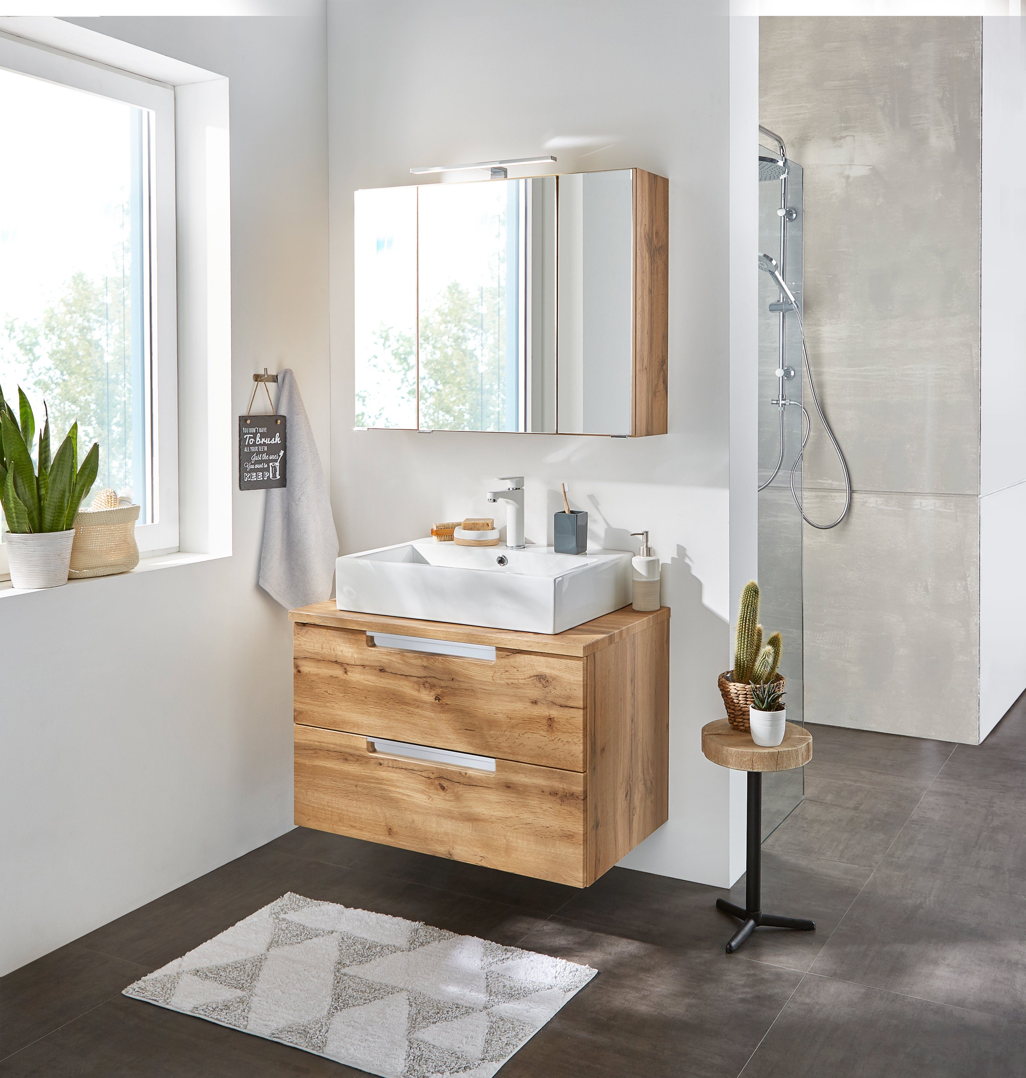 welltime Aufsatzwaschbecken Verona, eckig, Breite 60 cm, Tiefe 42 cm, Becken, Waschbecken