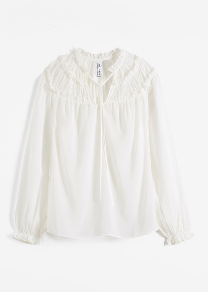 Transparente Bluse mit Rüschen