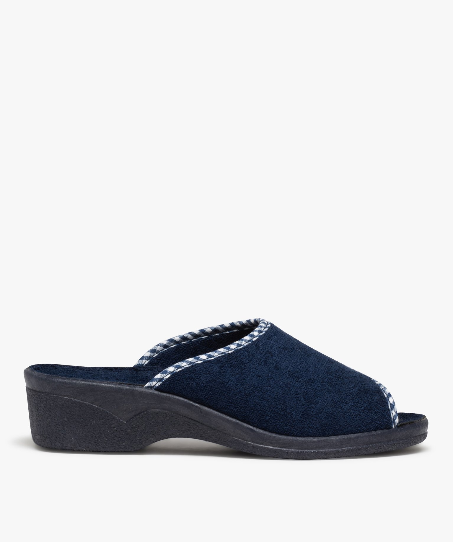 Chaussons femme mules confort compensées à bout ouvert marine | GEMO