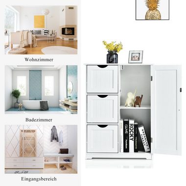 COSTWAY Badkommode, 3 Schubladen, mit verstellbarer Ablage, 30 x 60 x 81 cm