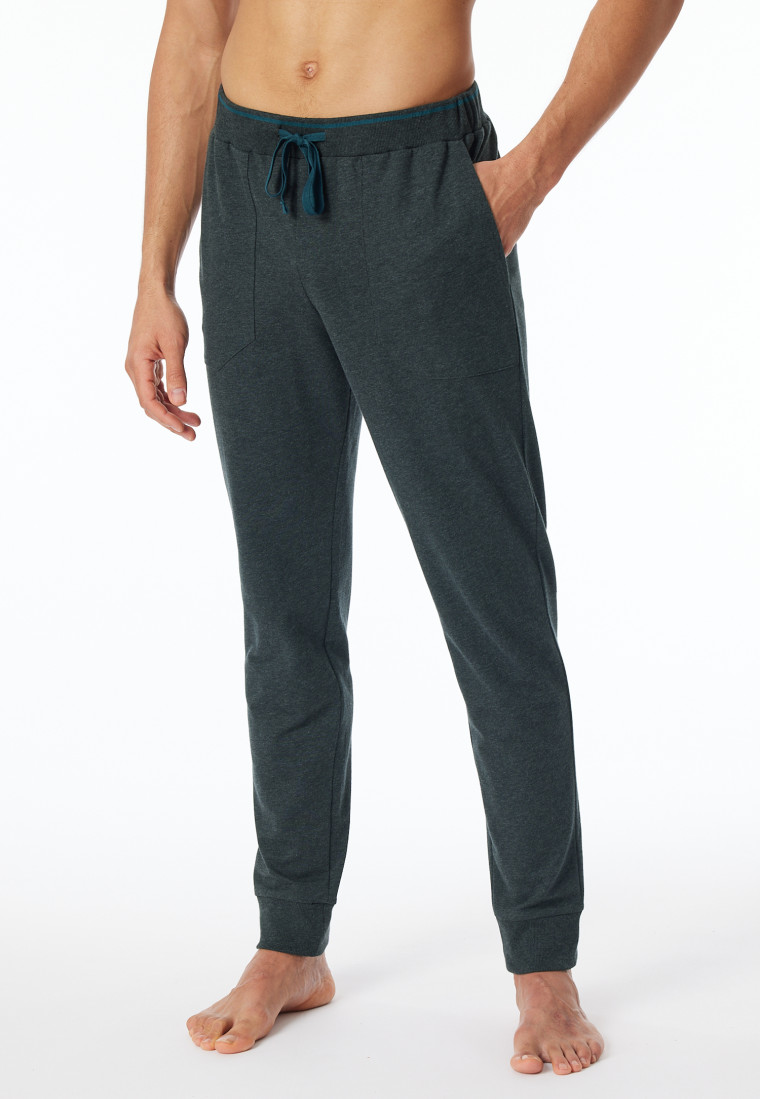 Loungehose lang Organic Cotton Bündchen dunkelgrau meliert - Mix+Relax