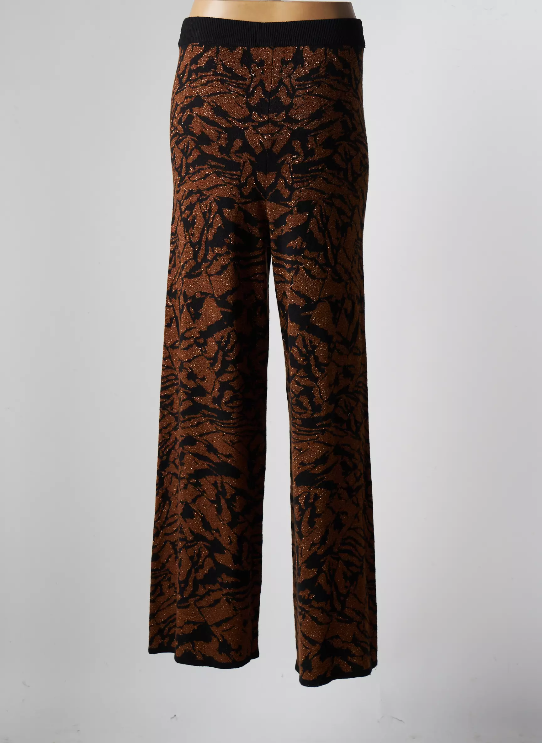 Ichi Pantalons Larges Femme couleur marron