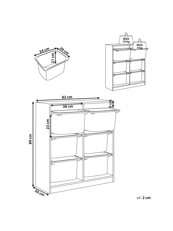 Beliani Kommode TOBIN in Weiß - (W) 82 x (H) 89 x (L) 30 cm günstig kaufen onesize