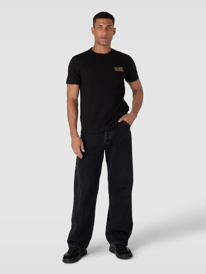 T-Shirt mit Label-Patch Modell 'PJRYZ' in schwarz