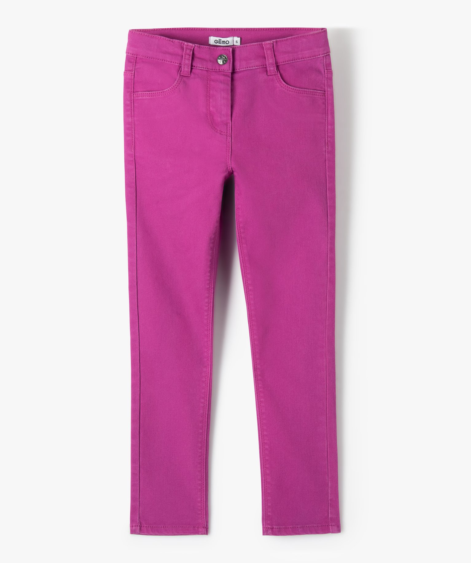 Pantalon stretch coupe Slim uni fille violet | GEMO