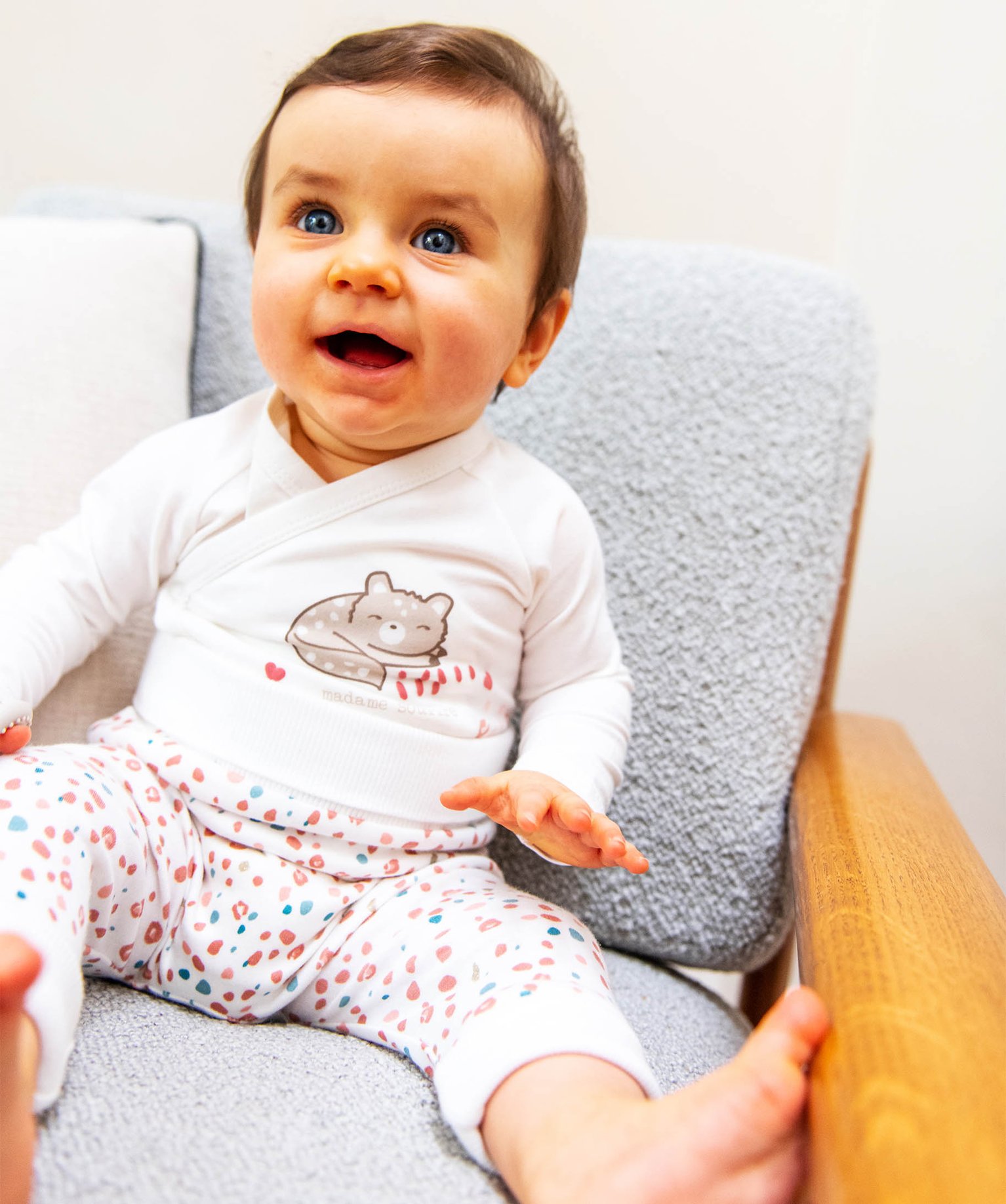Pantalon souple en maille coton stretch bébé fille ecru | GEMO