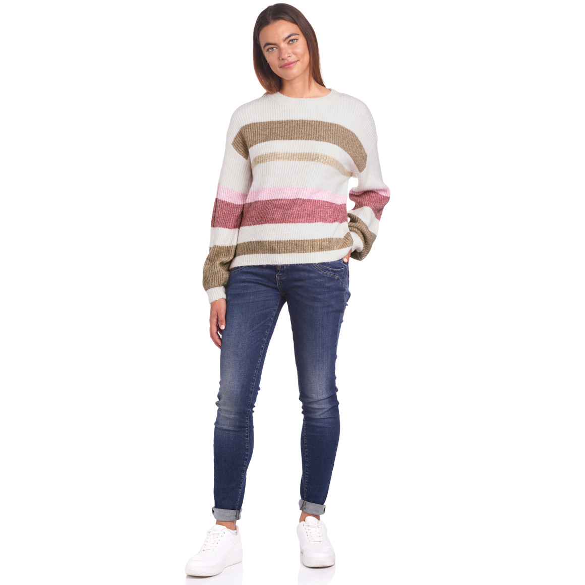 Damen Strickpullover im gestreiften Dessin