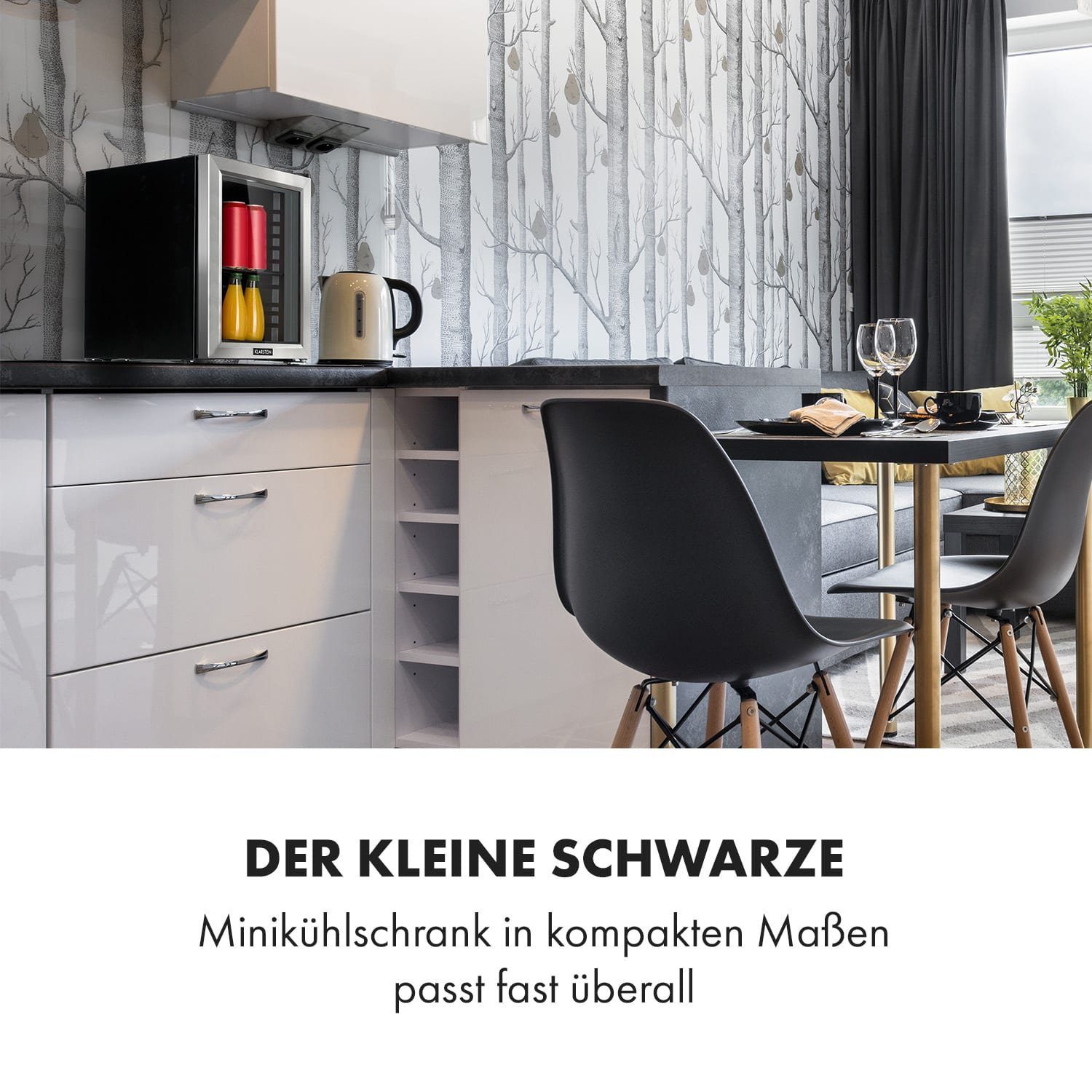 Klarstein Table Top Kühlschrank HEA13-Beersafe-XS 10034121, 48.5 cm hoch, 35 cm breit, Bierkühlschrank Getränkekühlschrank Flaschenkühlschrank mit Glastür