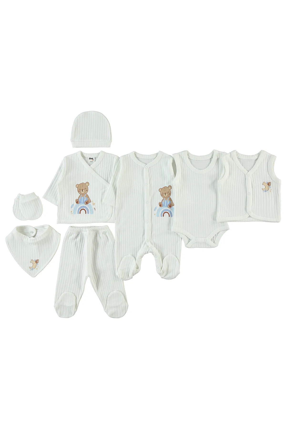 Civil Baby  8-teiliges Baby-Body-Set für Neugeborene, Ecru