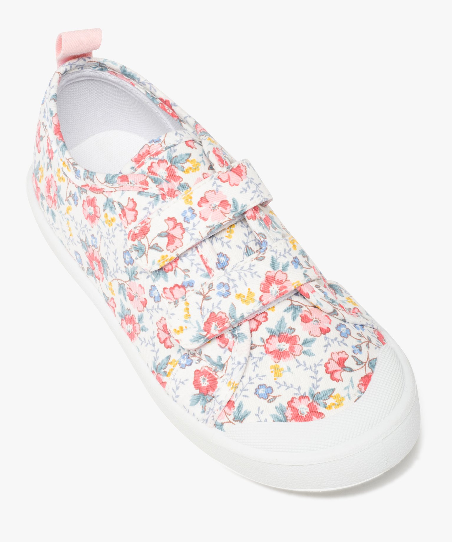 Baskets fille en toile imprimée fleurs fermeture scratch vert | GEMO