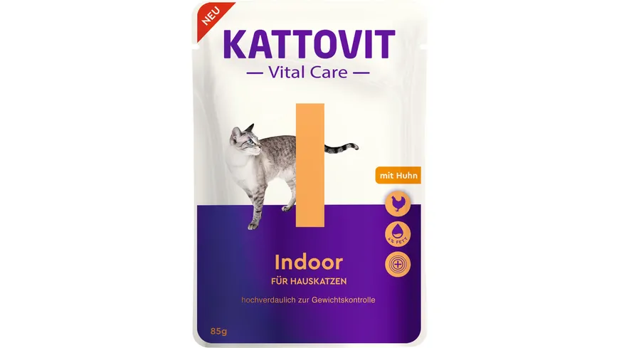 Kattovit Katzennassfutter Vital Care Indoor mit Huhn 85 g