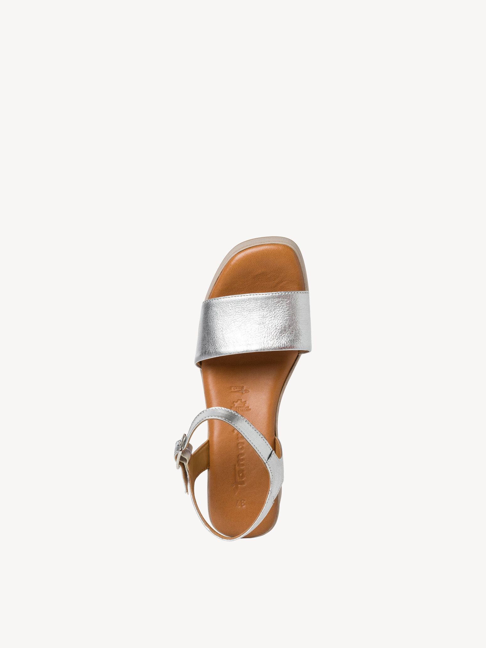 Sandale à talon en cuir - métallique