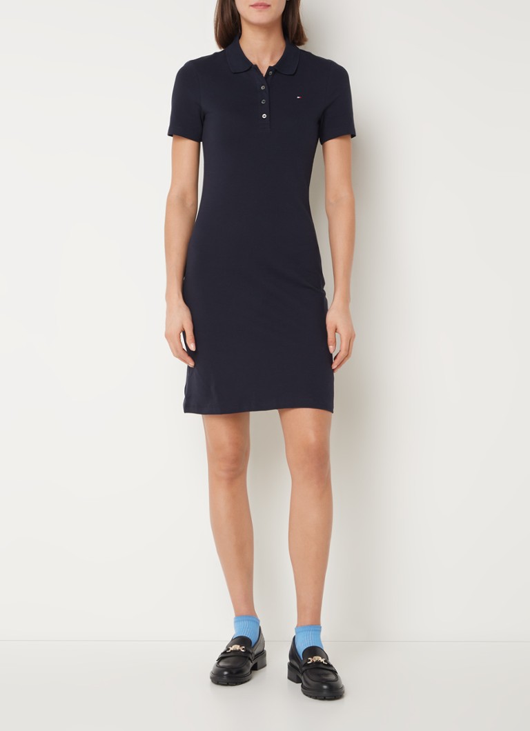 Rochie scurtă Tommy Hilfiger din piqué de bumbac, cu guler polo.