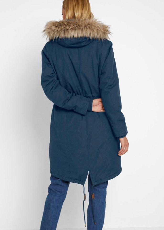 Winterparka mit Fellimitat-Kapuze