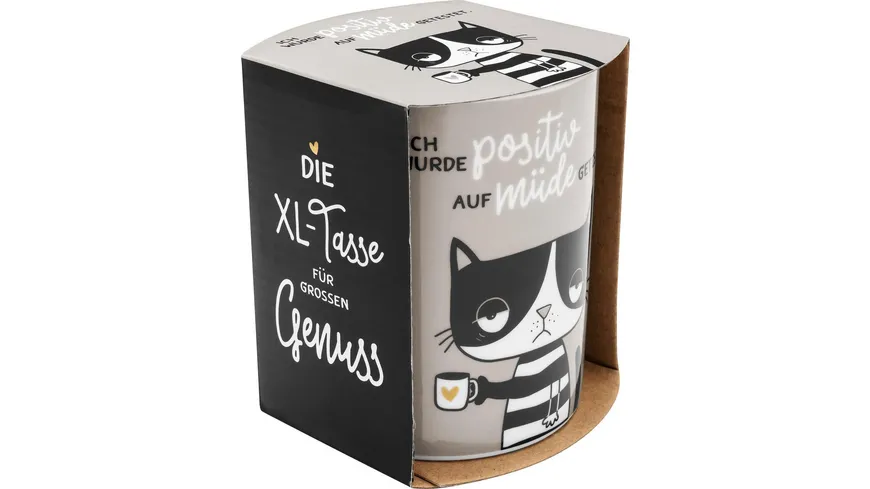 HAPPYLIFE XL-Tasse »Positiv auf müde getestet«