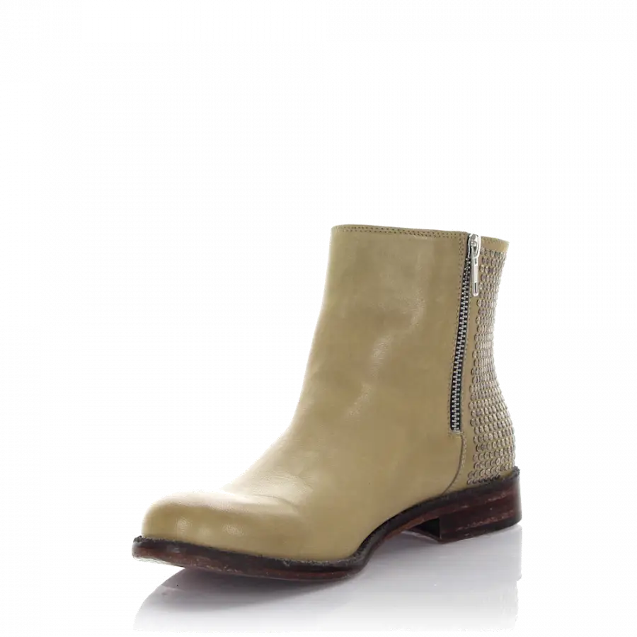 Rossano Bisconti - Stiefeletten Kalbsleder Nieten beige - beige