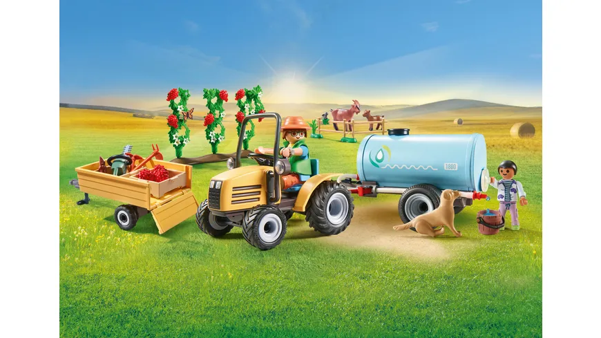 PLAYMOBIL 71442 - Country - Traktor mit Anhänger und Wassertank
