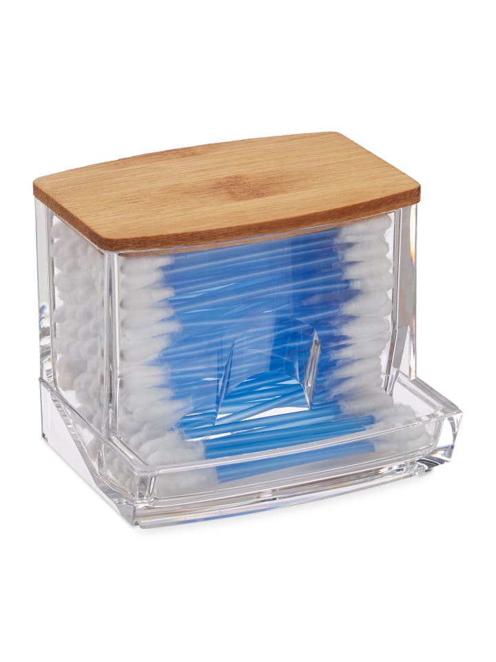 relaxdays Wattestäbchen Aufbewahrung in Transparent/ Natur günstig kaufen onesize