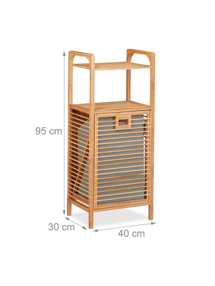 relaxdays Badregal in Natur/Grau - (B)40 x (H)95 x (T)30 cm günstig kaufen onesize