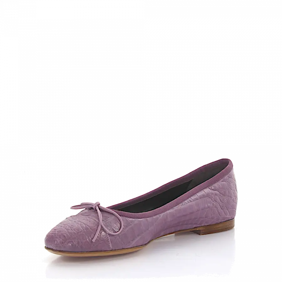 Unützer - Ballerinas Klassisch Alligatorleder Schleife lila - lila