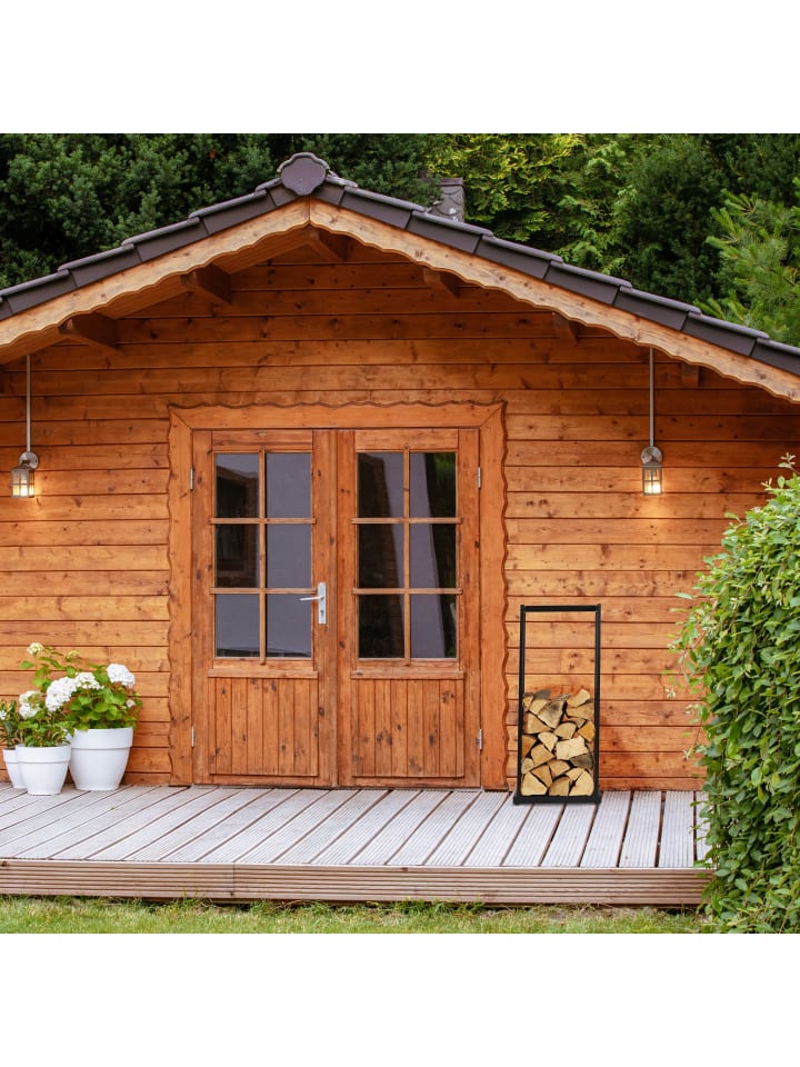 relaxdays Kaminholzregal in Schwarz - (B)37 x (H)95 x (T)30 cm günstig kaufen onesize