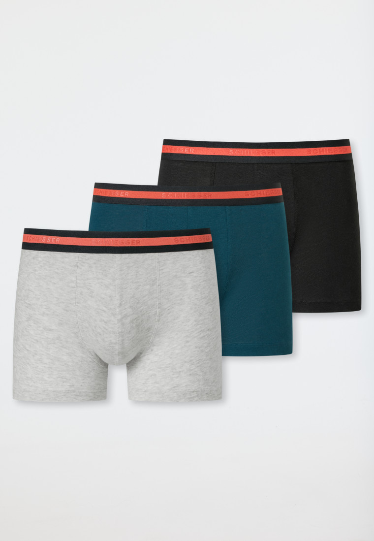 Shorts 3er-Pack Organic Cotton schwarz/blau/graumelange - 95/5