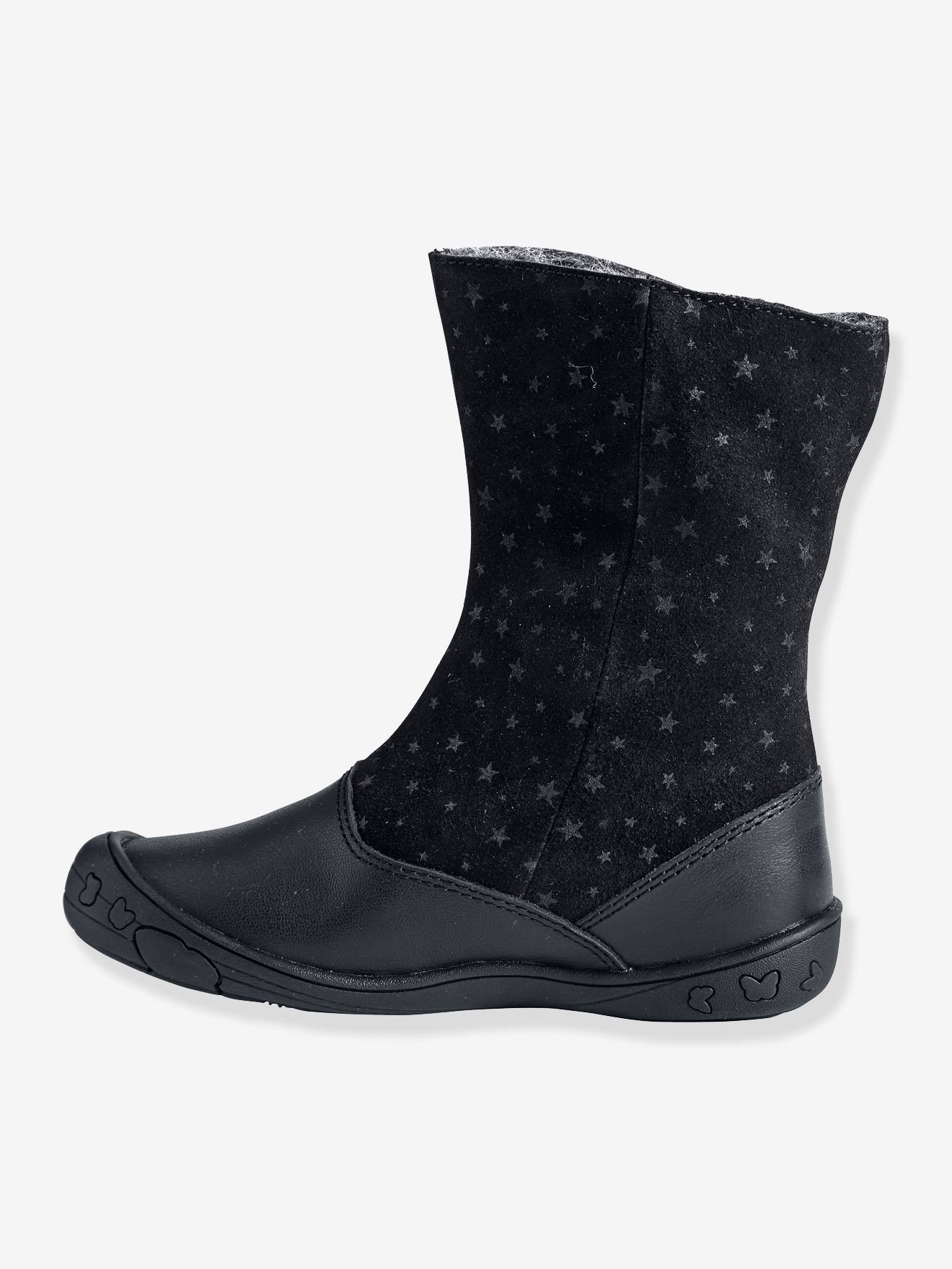 Mi-bottes cuir fille noir