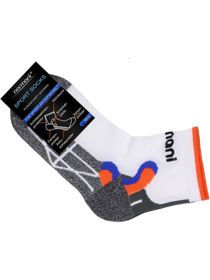 normani 2 Paar Kurzschaft-Sportsocken in Weiß/Orange günstig kaufen