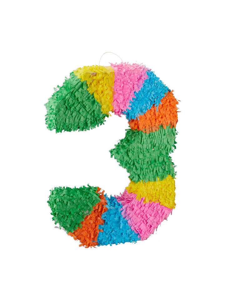 relaxdays Pinata Zahl 3 in Bunt günstig kaufen onesize