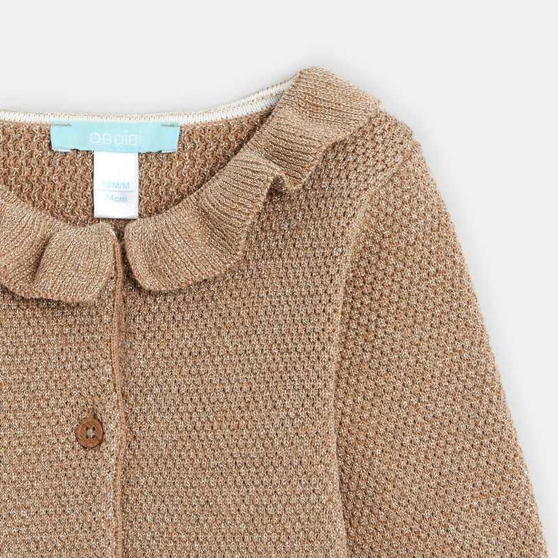 Gilet en maille tricot irisée beige bébé fille