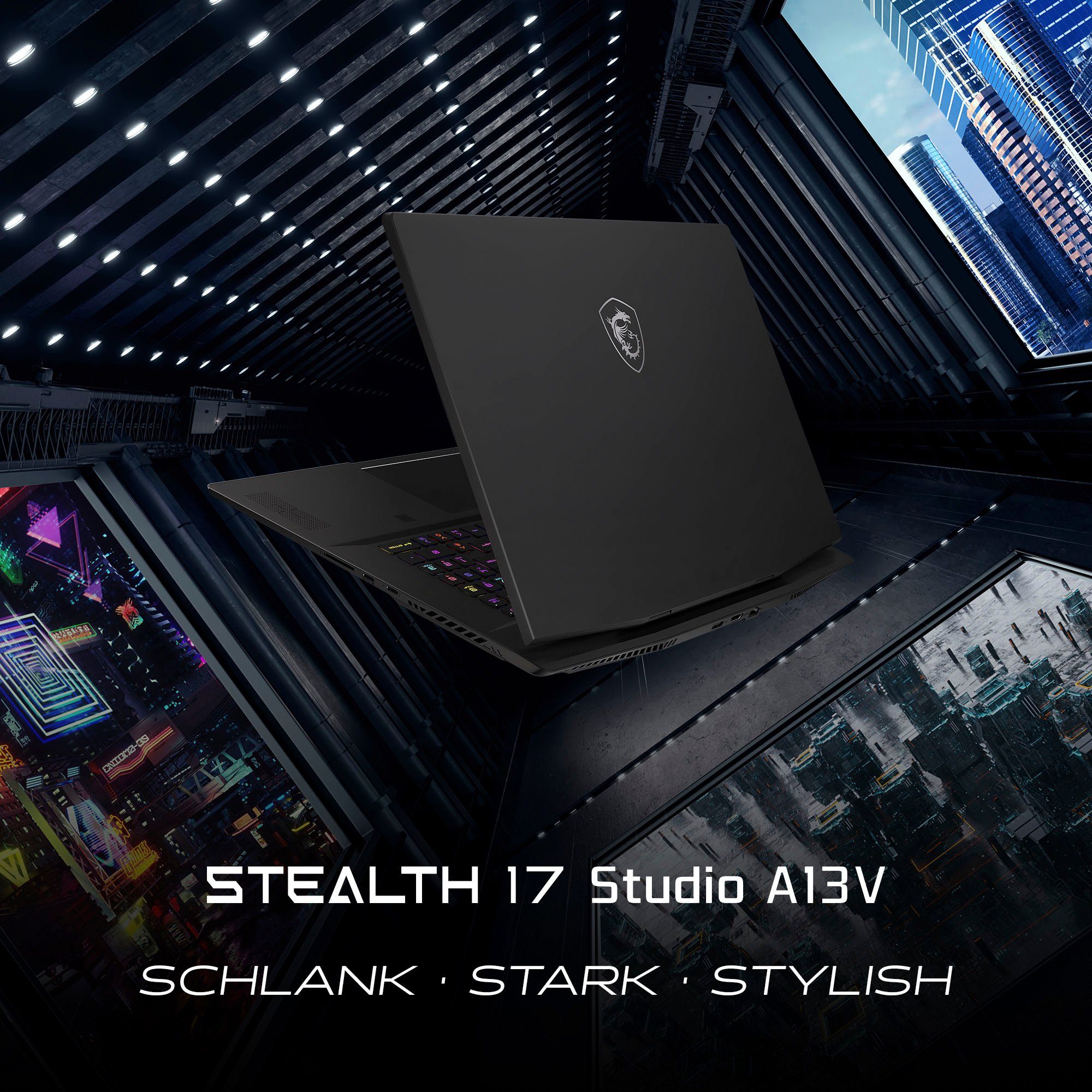 MSI Stealth 17 Studio A13VF-022 Gaming-Notebook (43,9 cm/17,3 Zoll, Intel Core i7 13700H, GeForce RTX 4060, 2000 GB SSD)