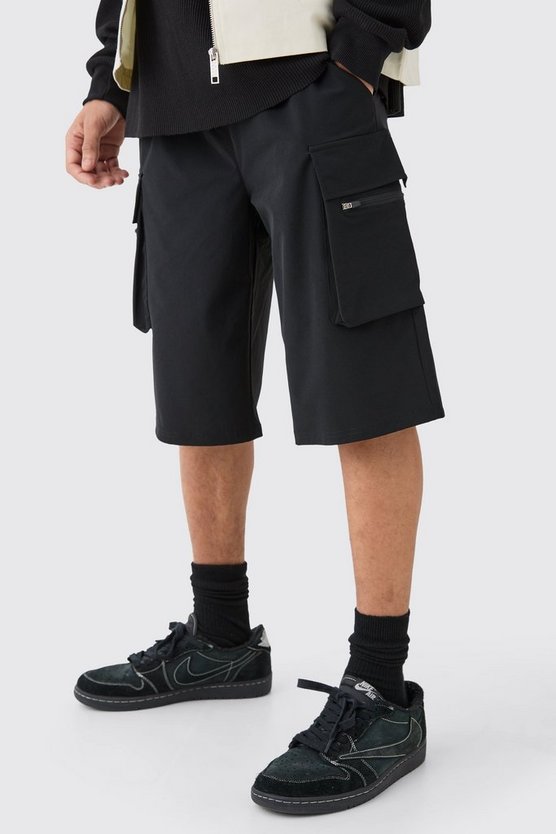 Lockere elastische Stretch Cargo-Shorts