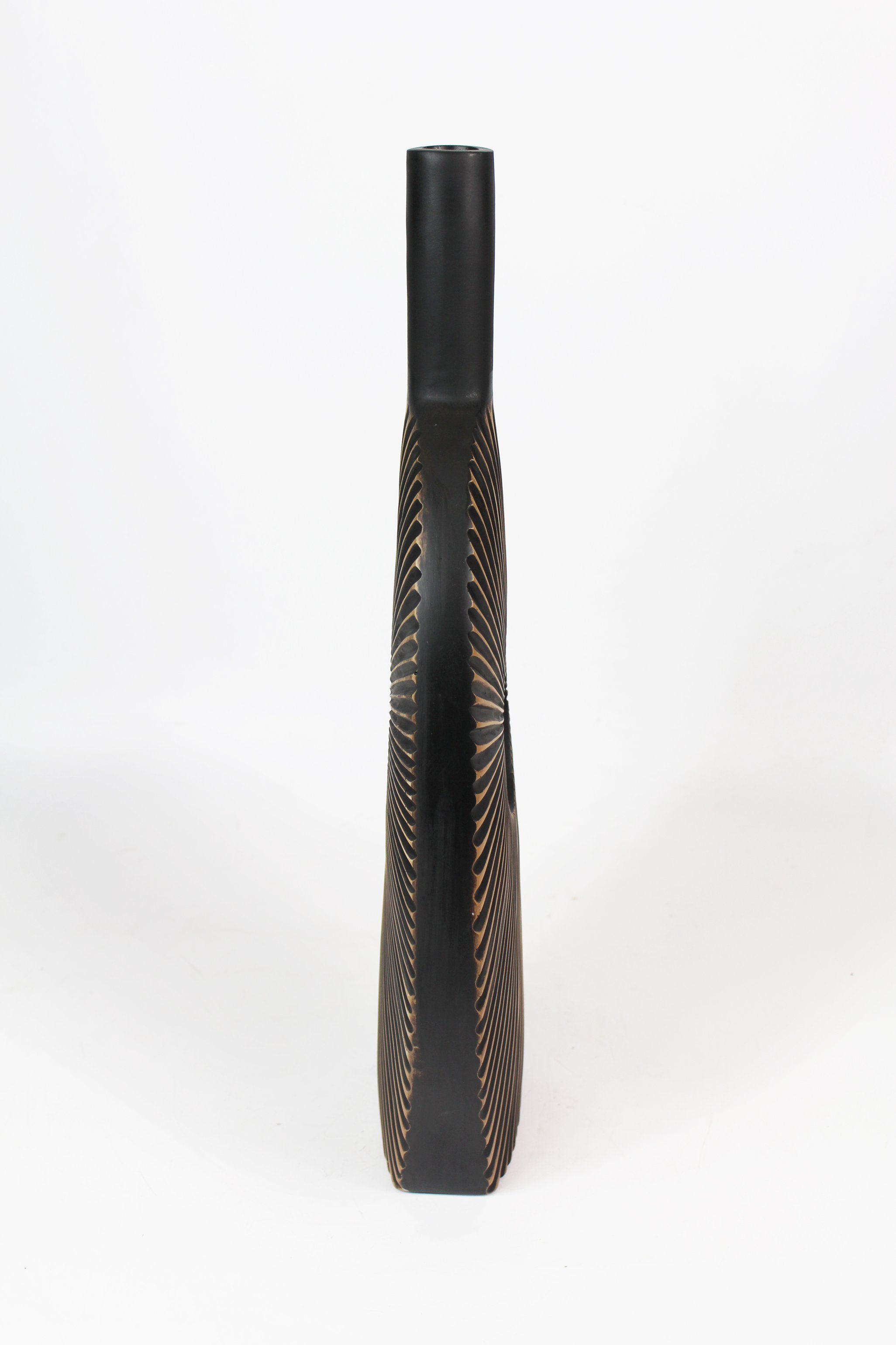 Arnusa Dekovase Blumenvase moderne Vase geriffelt Braun Dekoration, große Tischvase mit Filzgleiter