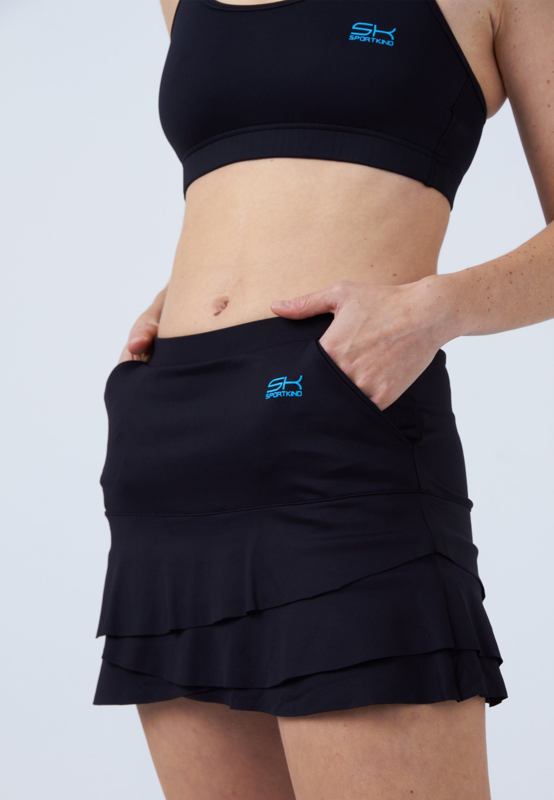 SPORTKIND Tennisrock Tulip Tennis Rock Skort Mädchen & Damen schwarz